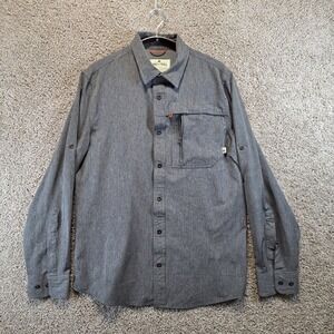 Lake & Trail Button Up Mens S Gray Outfitting Adventure Roll Tab‎ Hiking